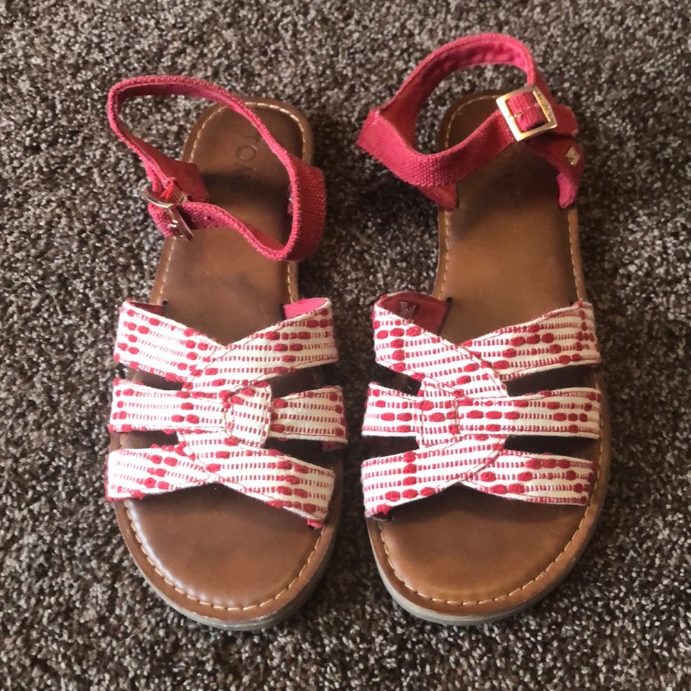 Toms Zoe Red dotted sandals size 7